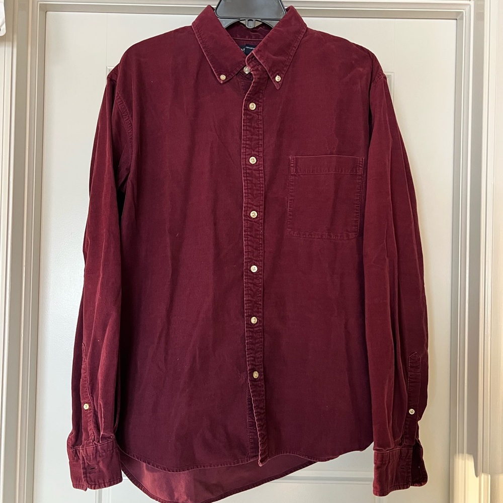 Lands' End Men's Deep Red Button-Down Shirt